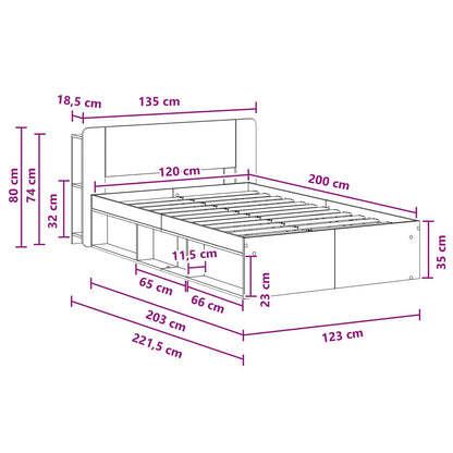 Telaio del letto con storage Legno antico 120 x 200 cm | homemem39