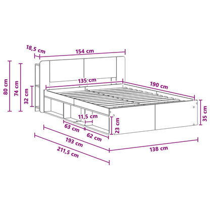 Telaio del letto con storage Legno antico 135 x 190 cm | homemem39