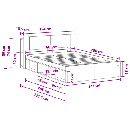 Telaio del letto con storage Grigio Cemento 140 x 200 cm | homemem39