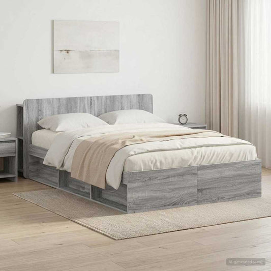 Telaio del letto con storage Sonoma grigio 150 x 200 cm | homemem39