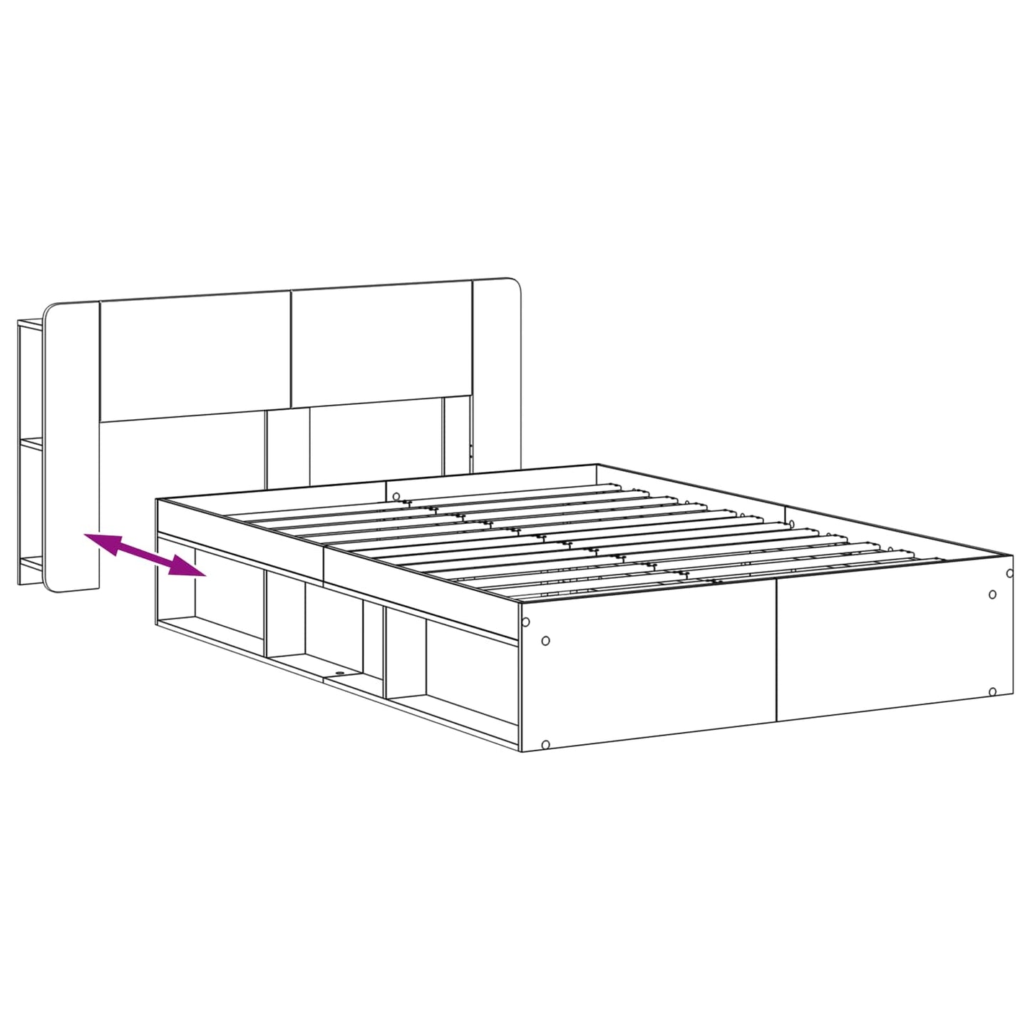 Telaio del letto con storage Legno antico 150 x 200 cm | homemem39