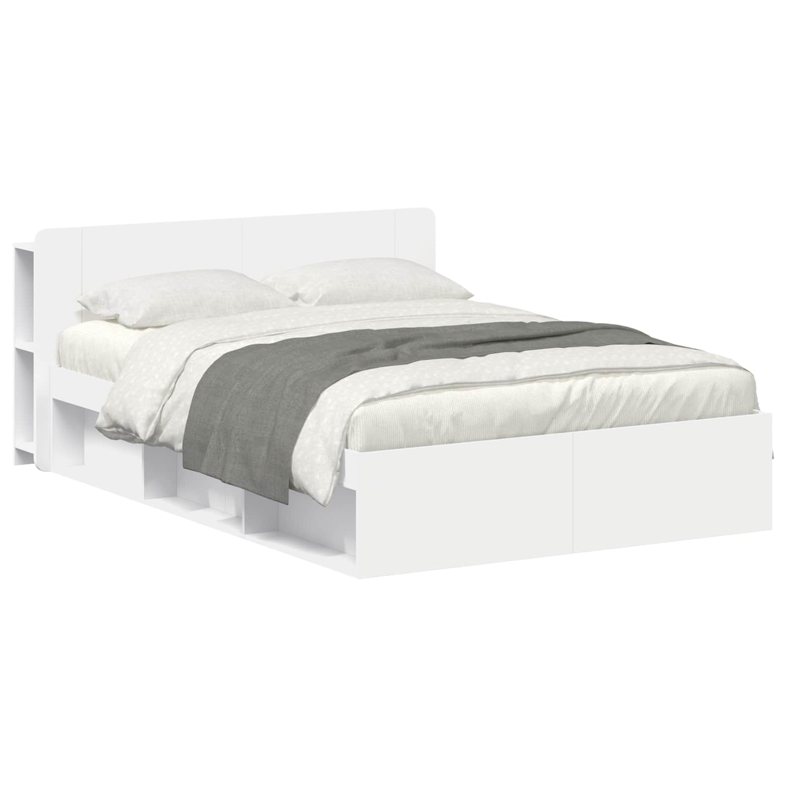 Telaio del letto con storage con testiera Bianco 150 x 200 cm | homemem39