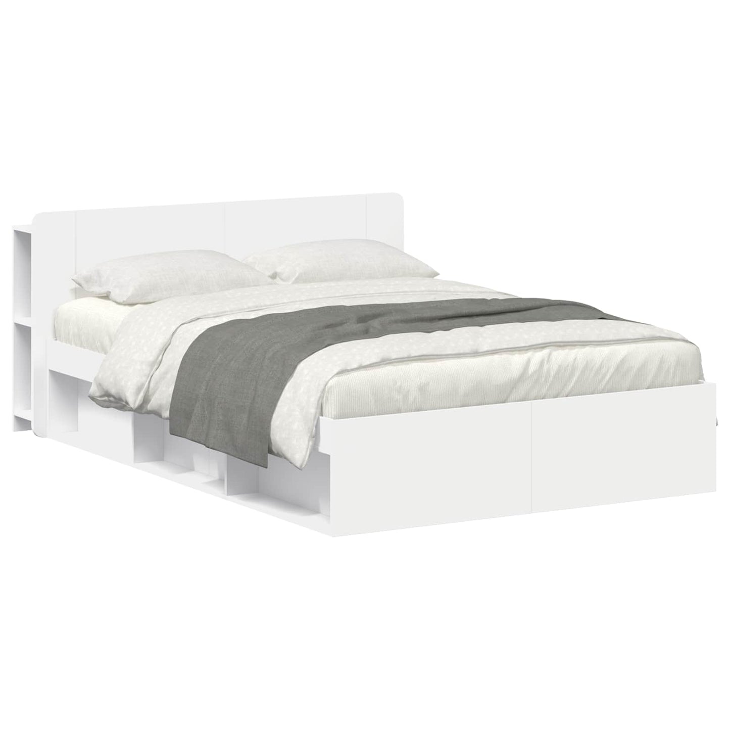 Telaio del letto con storage con testiera Bianco 160 x 200 cm | homemem39