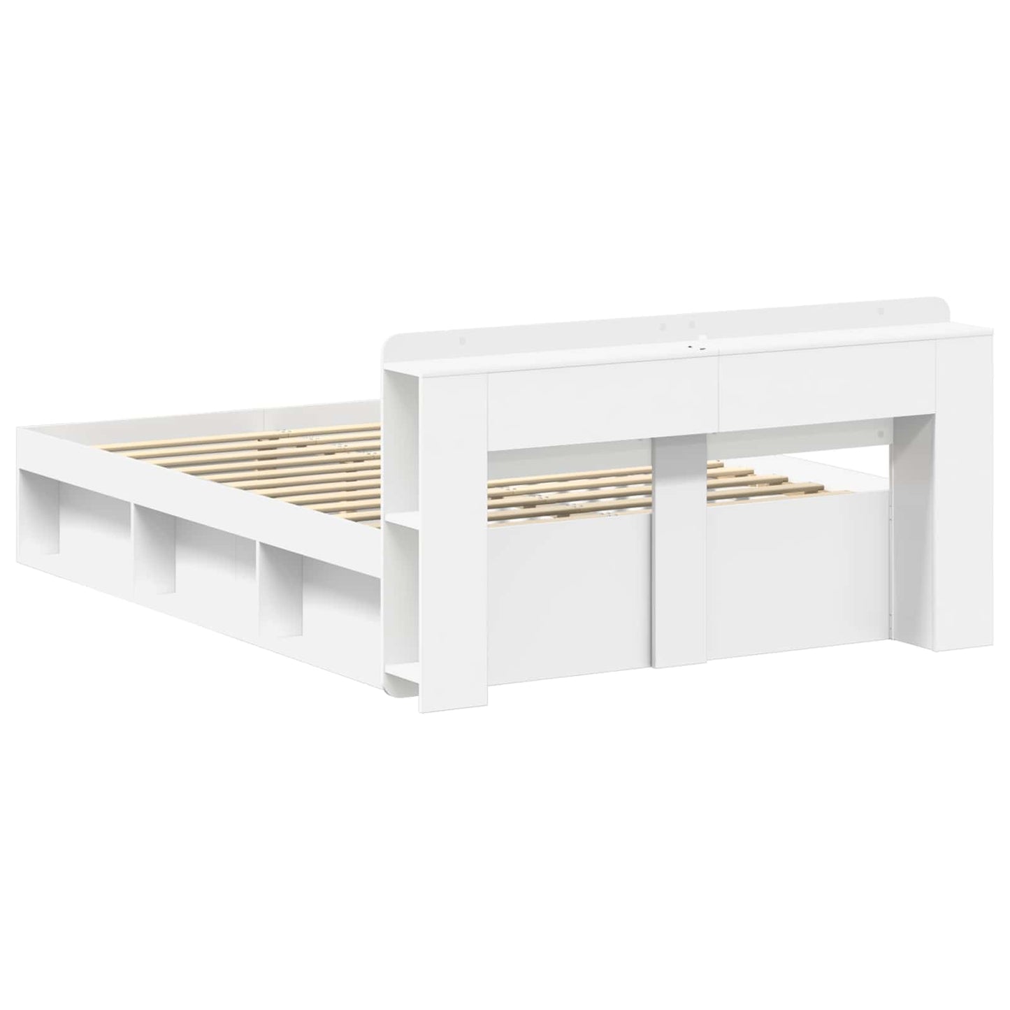 Telaio del letto con storage con testiera Bianco 160 x 200 cm | homemem39