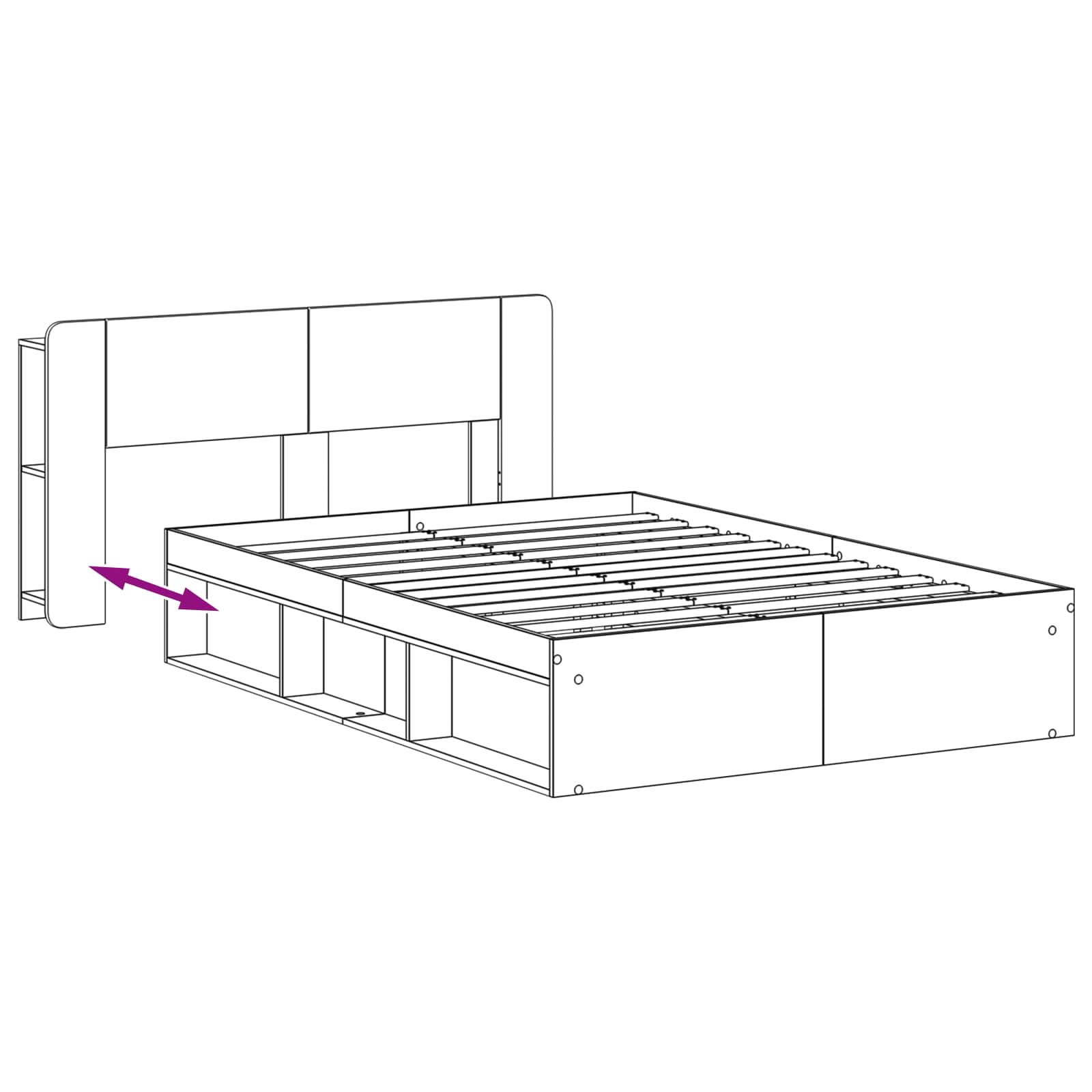 Telaio del letto con storage con testiera Bianco 160 x 200 cm | homemem39
