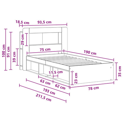 Telaio del letto con storage Rovere Artigianale 75 x 190 cm | homemem39