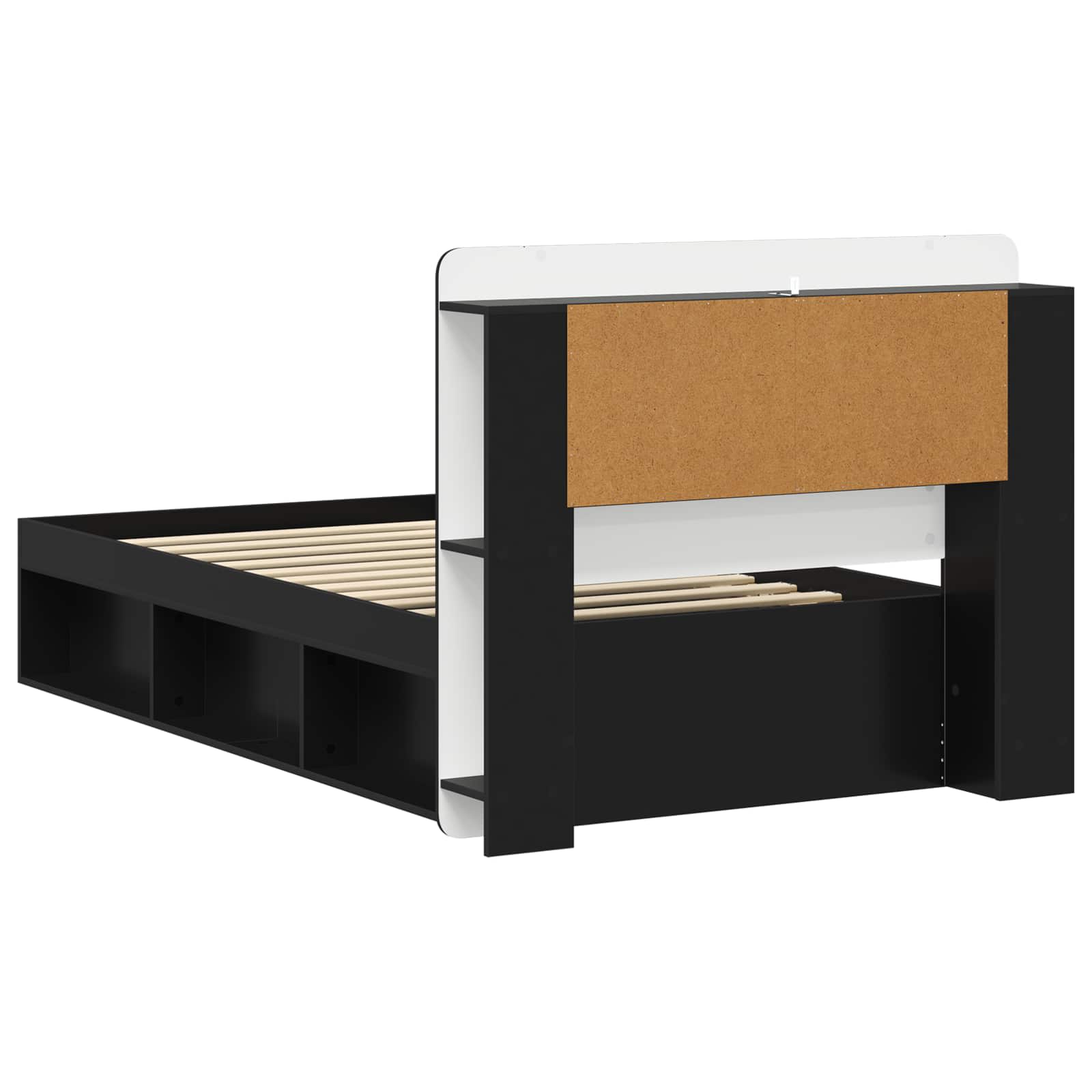 Telaio del letto con storage con testiera Nero 75 x 190 cm | homemem39