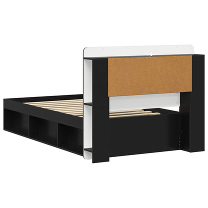 Telaio del letto con storage con testiera Nero 75 x 190 cm | homemem39