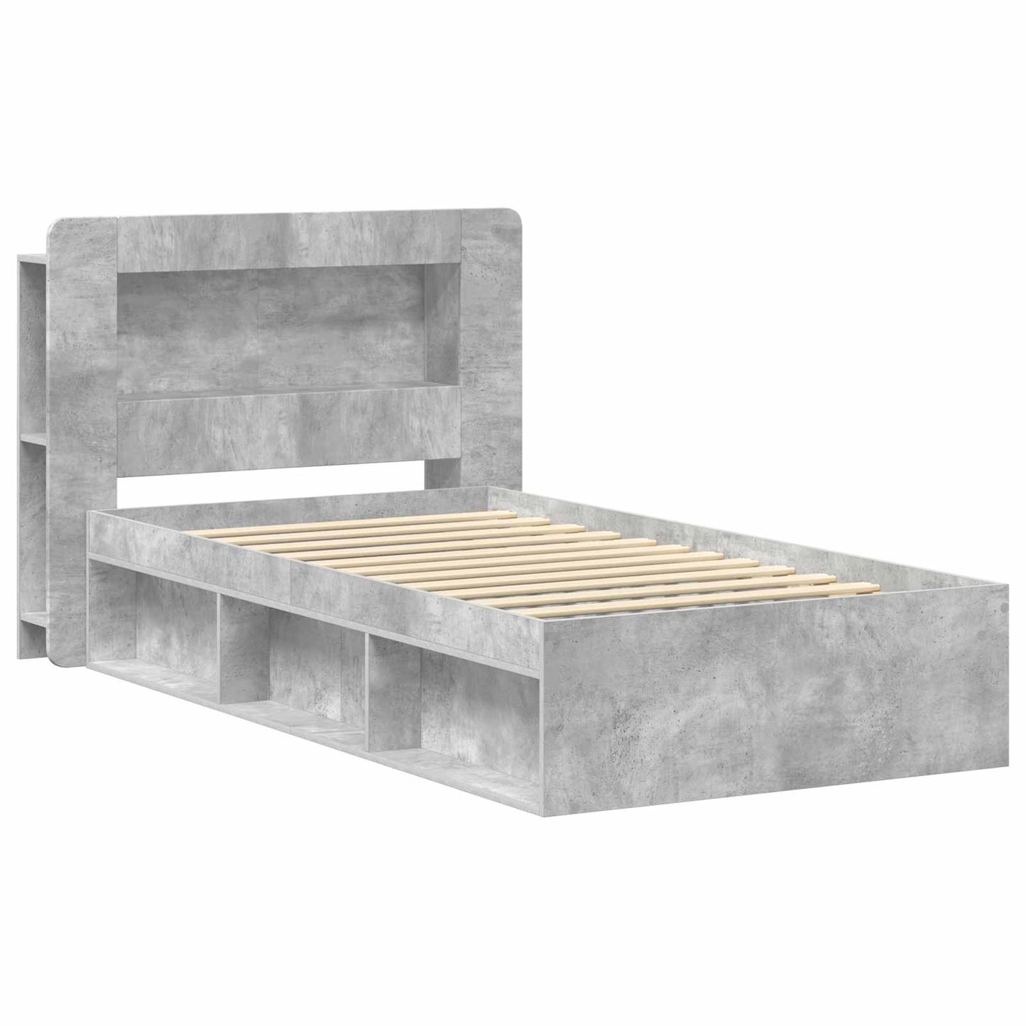 Telaio del letto con storage Grigio Cemento 75 x 190 cm | homemem39