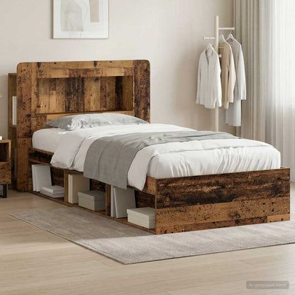 Telaio del letto con storage Legno antico 75 x 190 cm | homemem39