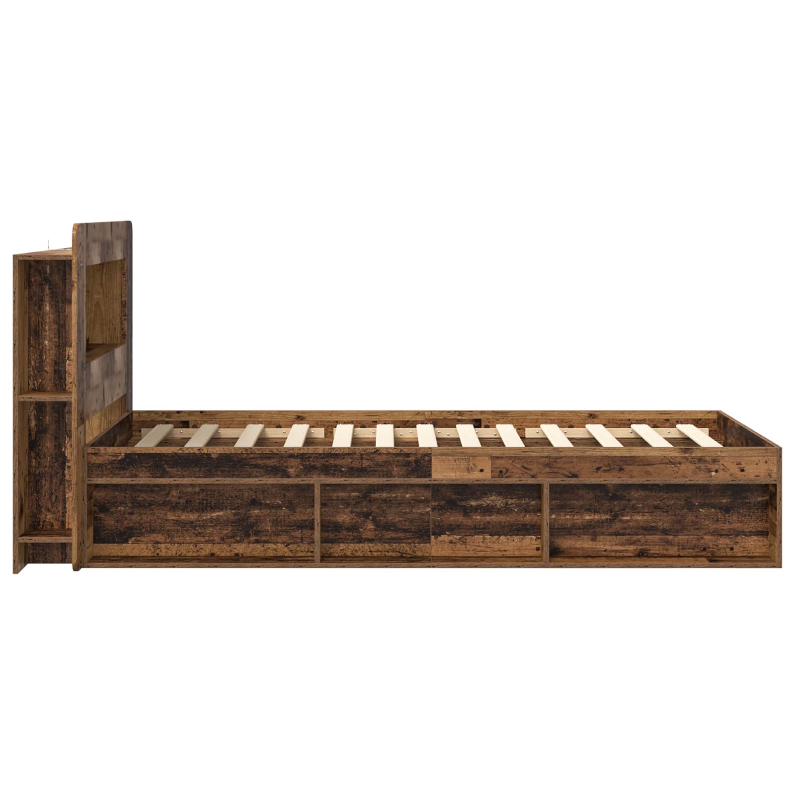 Telaio del letto con storage Legno antico 75 x 190 cm | homemem39
