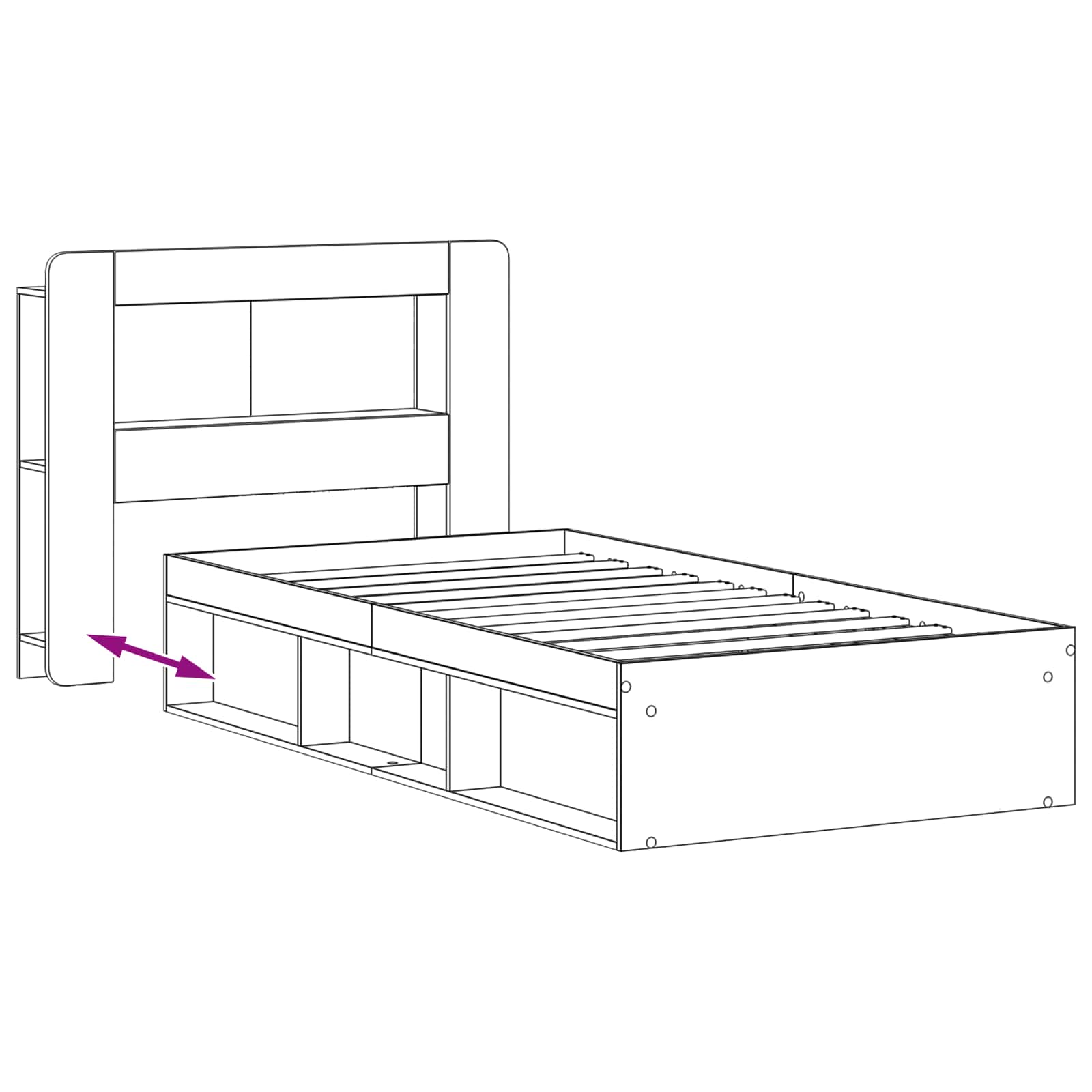 Telaio del letto con storage Sonoma grigio 80 x 200 cm | homemem39