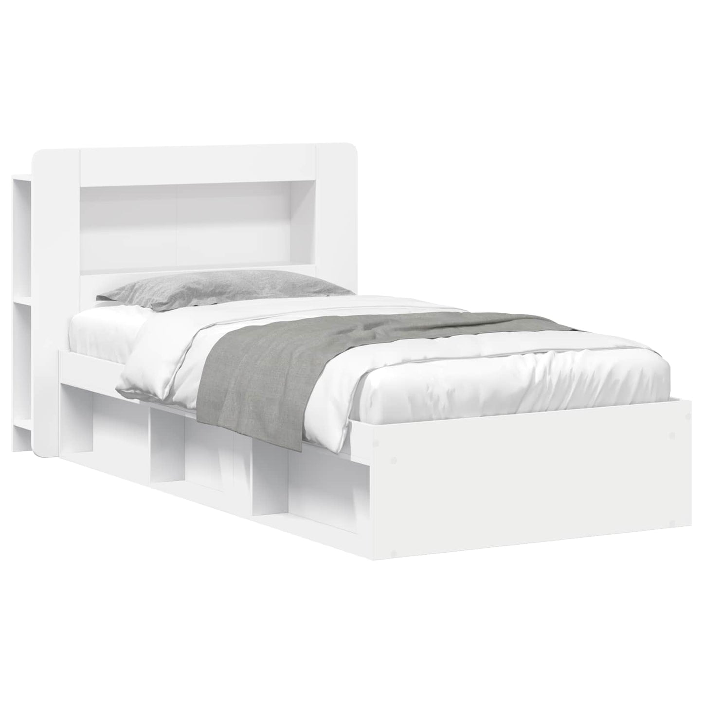 Telaio del letto con storage con testiera Bianco 80 x 200 cm | homemem39