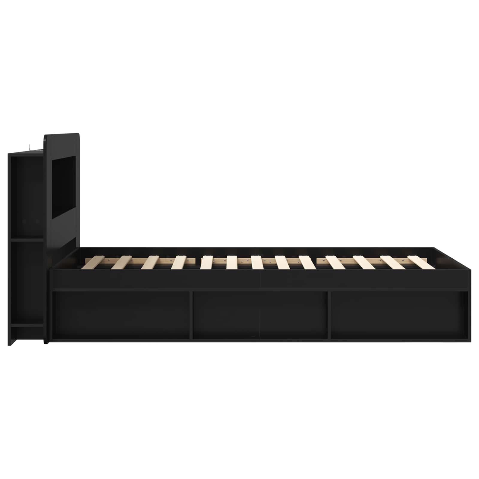 Telaio del letto con storage con testiera Nero 90 x 190 cm | homemem39