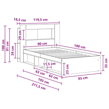 Telaio del letto con storage con testiera Nero 90 x 190 cm | homemem39