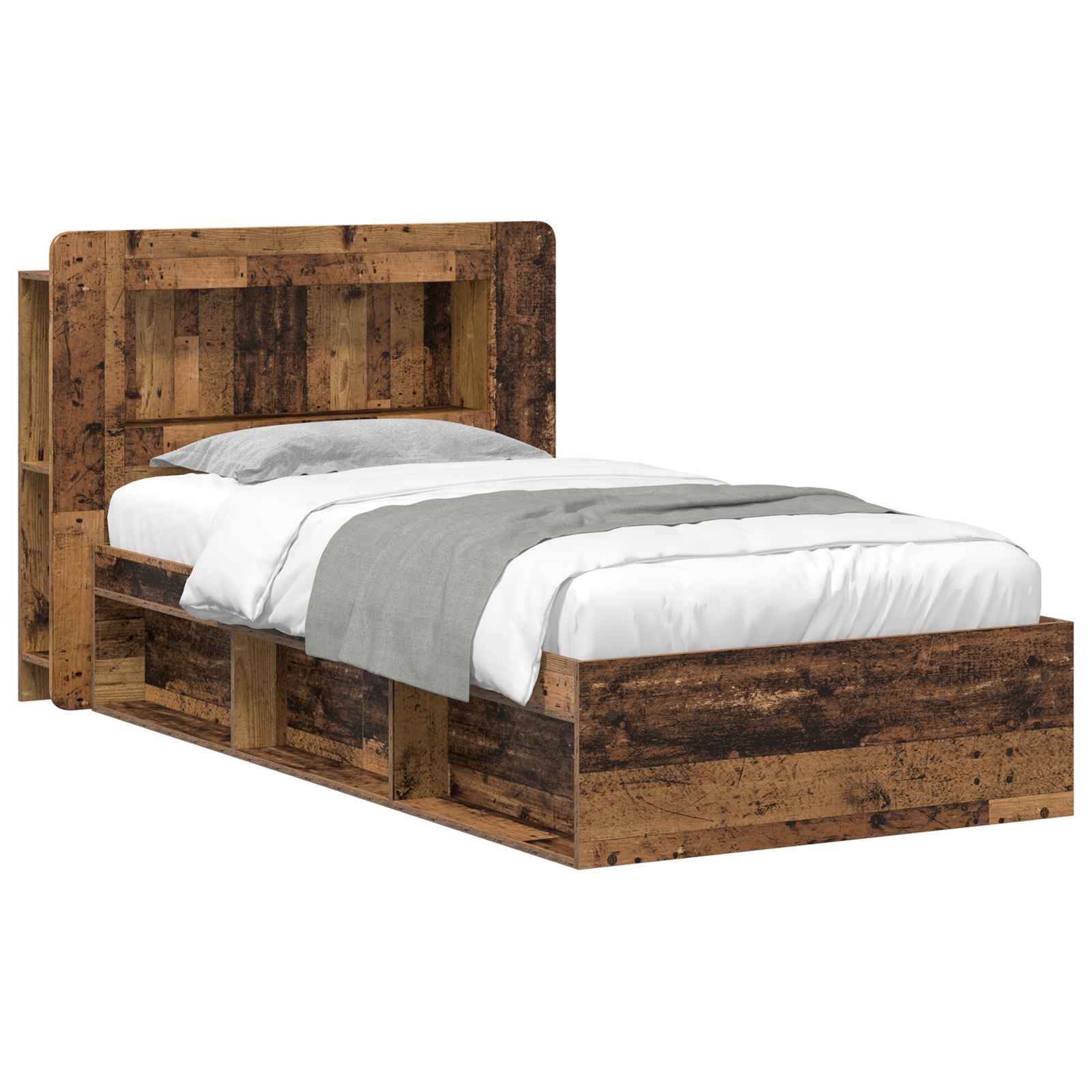 Telaio del letto con storage Legno antico 90 x 190 cm | homemem39