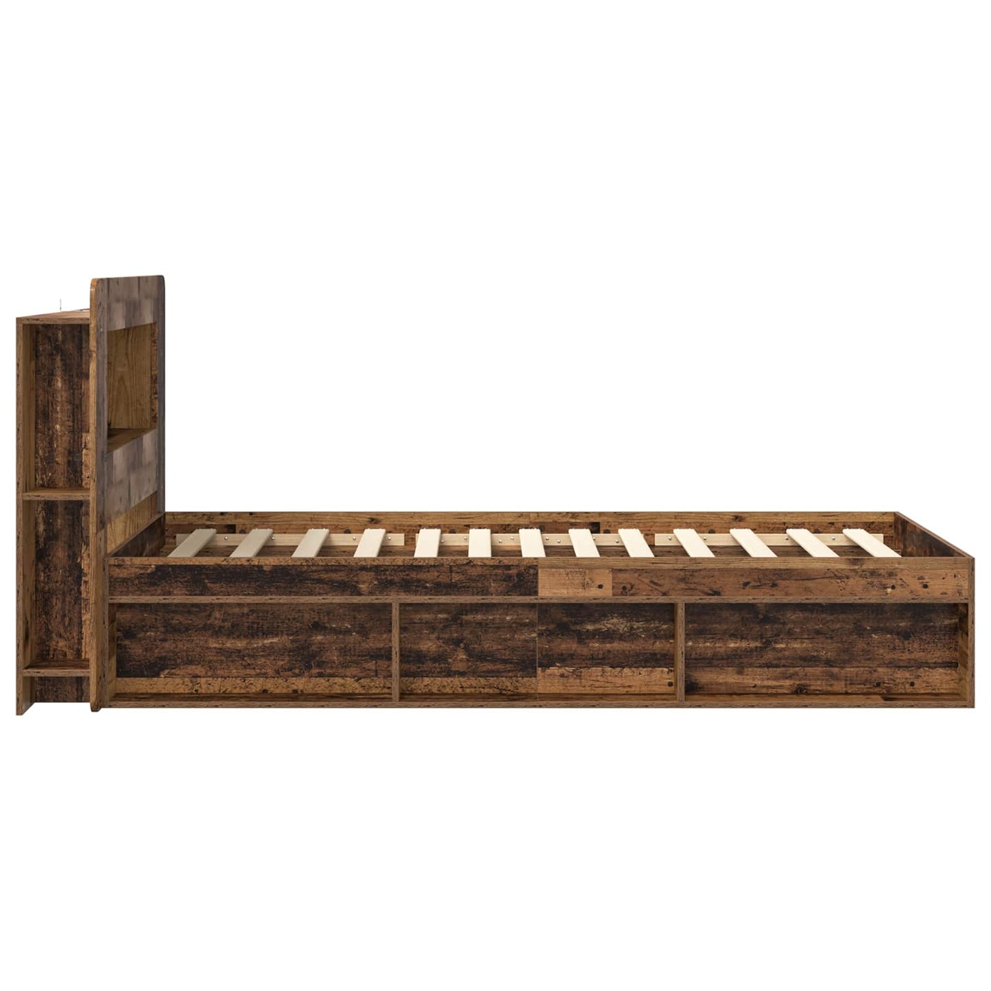 Telaio del letto con storage Legno antico 90 x 190 cm | homemem39