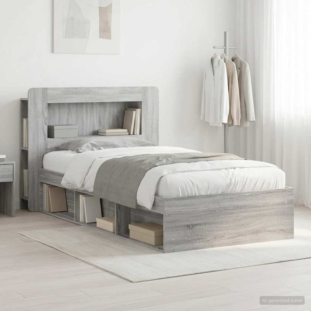 Telaio del letto con storage Sonoma grigio 100 x 200 cm