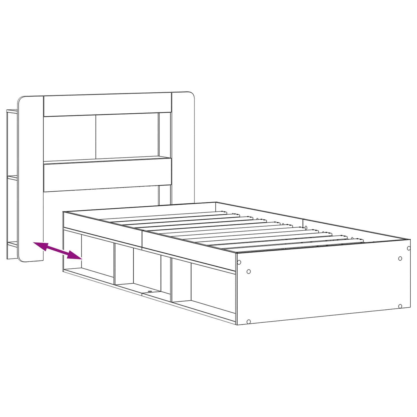 Telaio del letto con storage con testiera Nero 90 x 200 cm | homemem39