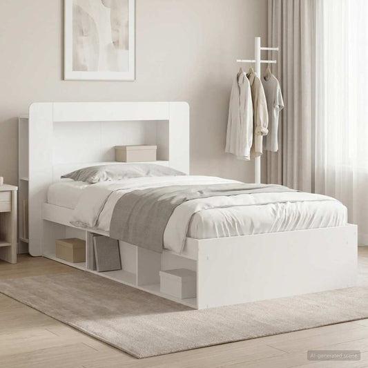 Telaio del letto con storage con testiera Bianco 90 x 200 cm | homemem39