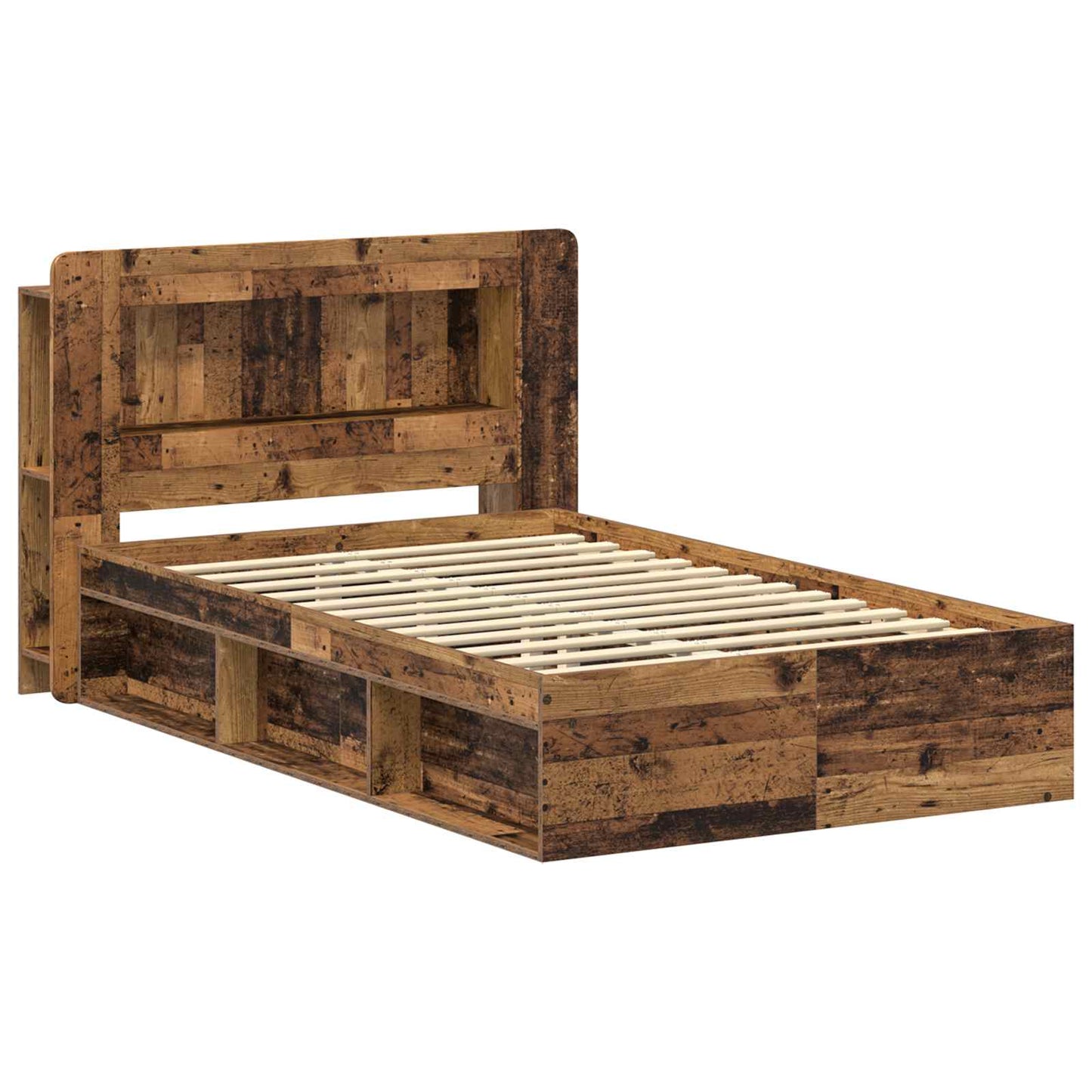 Telaio del letto con storage Legno antico 120 x 190 cm | homemem39
