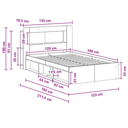 Telaio del letto con storage Legno antico 120 x 190 cm | homemem39