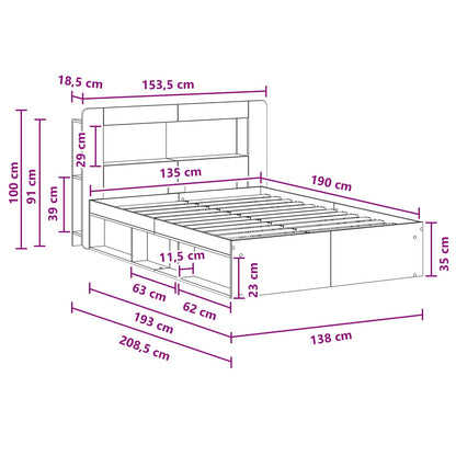 Telaio del letto con storage Rovere Artigianale 135 x 190 cm | homemem39