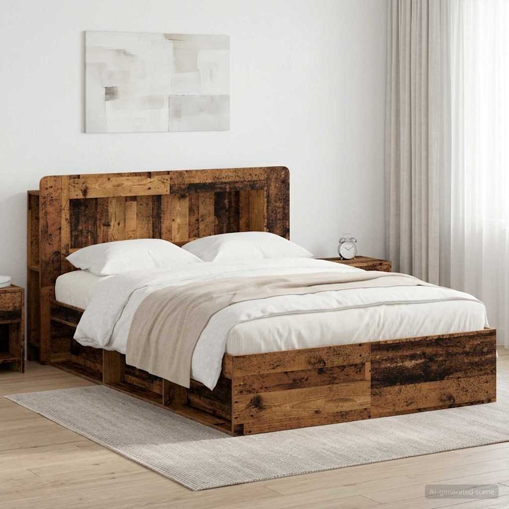 Telaio del letto con storage Legno antico 140 x 190 cm | homemem39