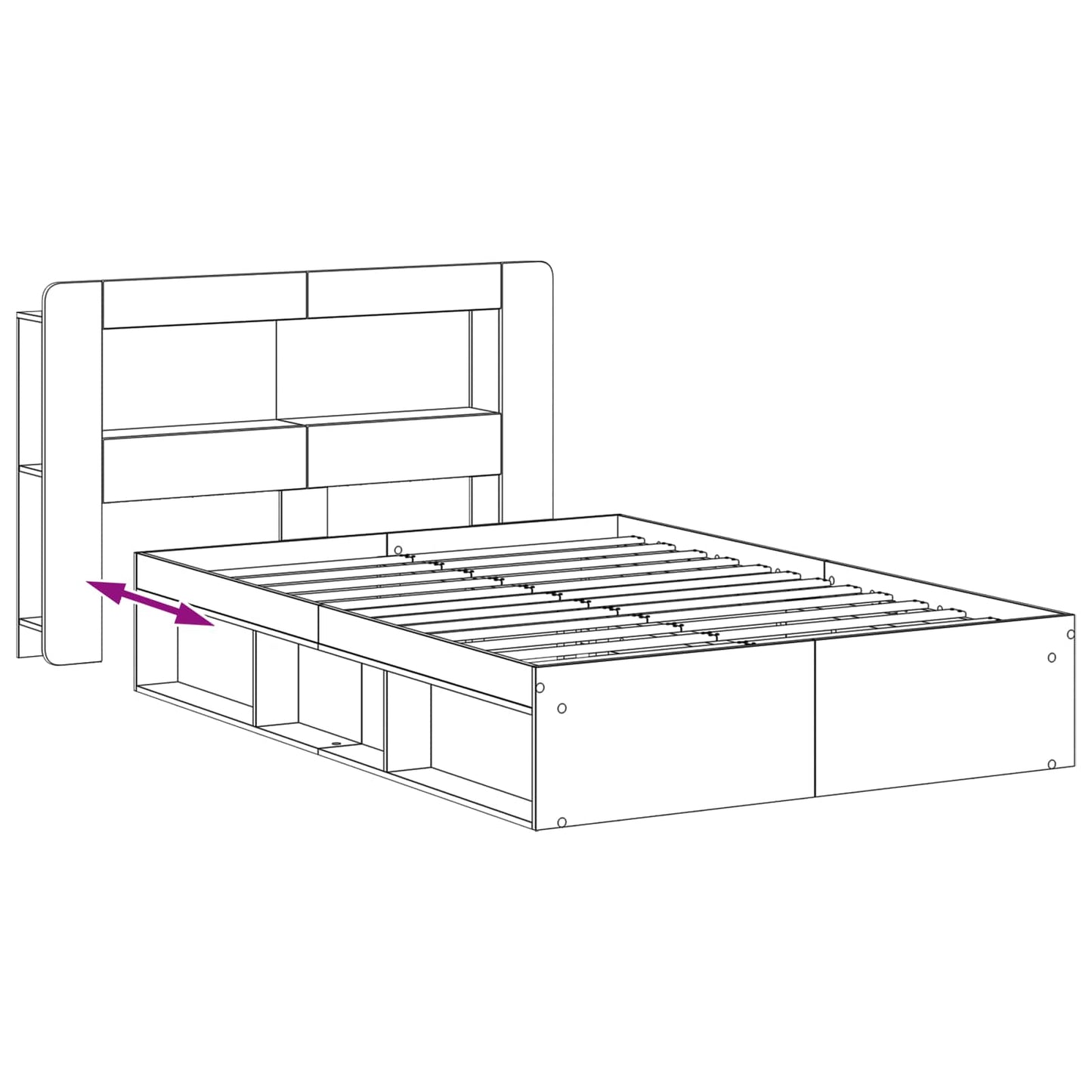 Telaio del letto con storage con testiera Bianco 160 x 200 cm | homemem39