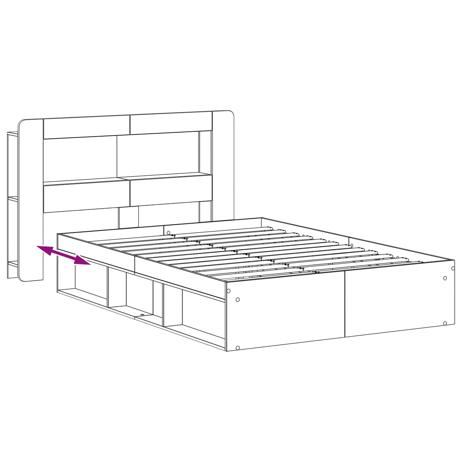 Telaio del letto con storage con testiera Bianco 160 x 200 cm | homemem39
