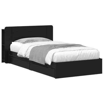 Telaio del letto con storage con cassetto Nero 75 x 190 cm | homemem39