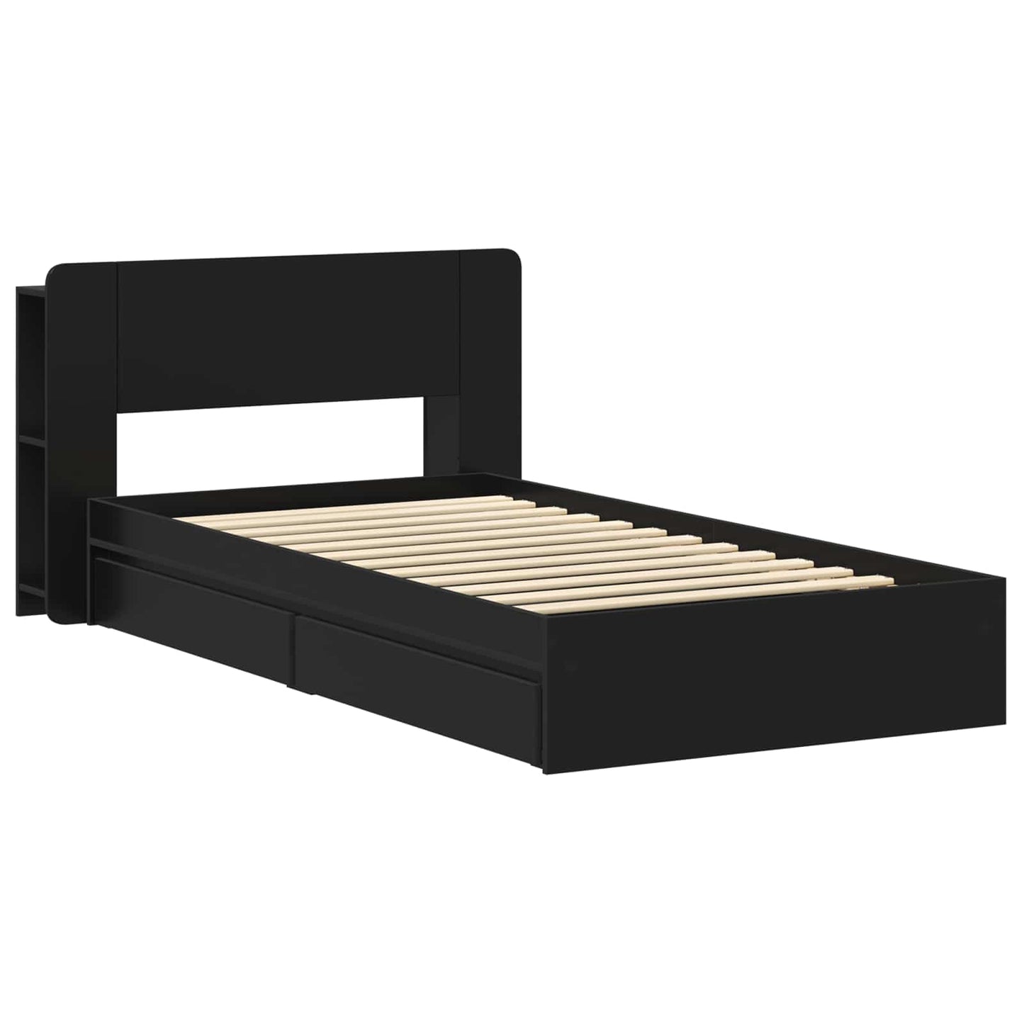 Telaio del letto con storage con cassetto Nero 75 x 190 cm | homemem39