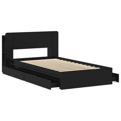 Telaio del letto con storage con cassetto Nero 75 x 190 cm | homemem39