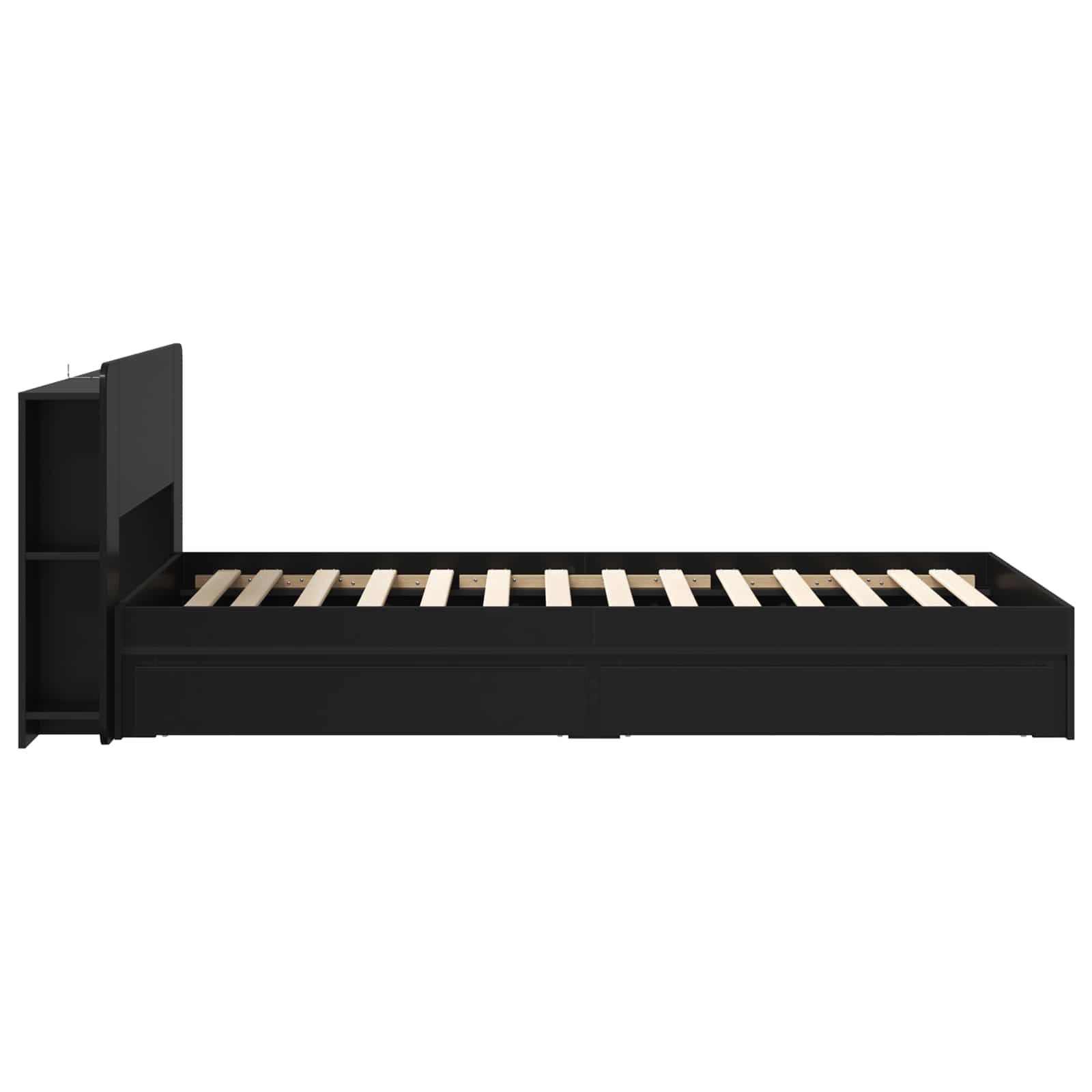 Telaio del letto con storage con cassetto Nero 75 x 190 cm | homemem39