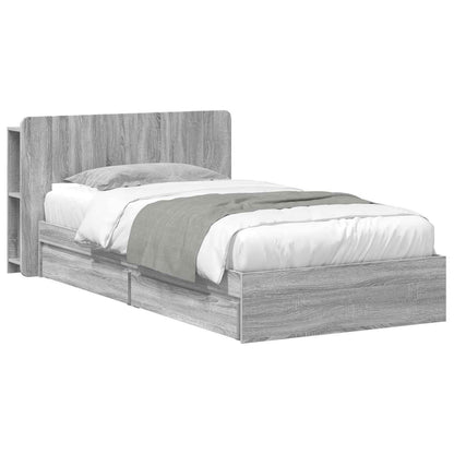 Telaio del letto con storage Sonoma grigio 75 x 190 cm | homemem39