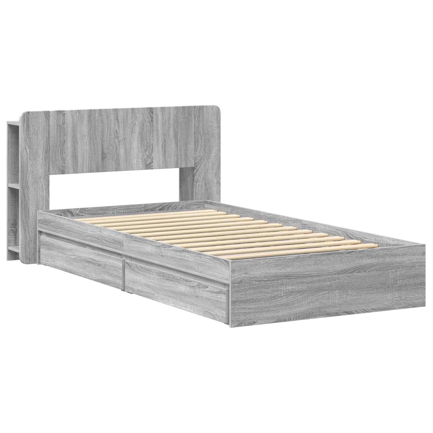 Telaio del letto con storage Sonoma grigio 75 x 190 cm | homemem39
