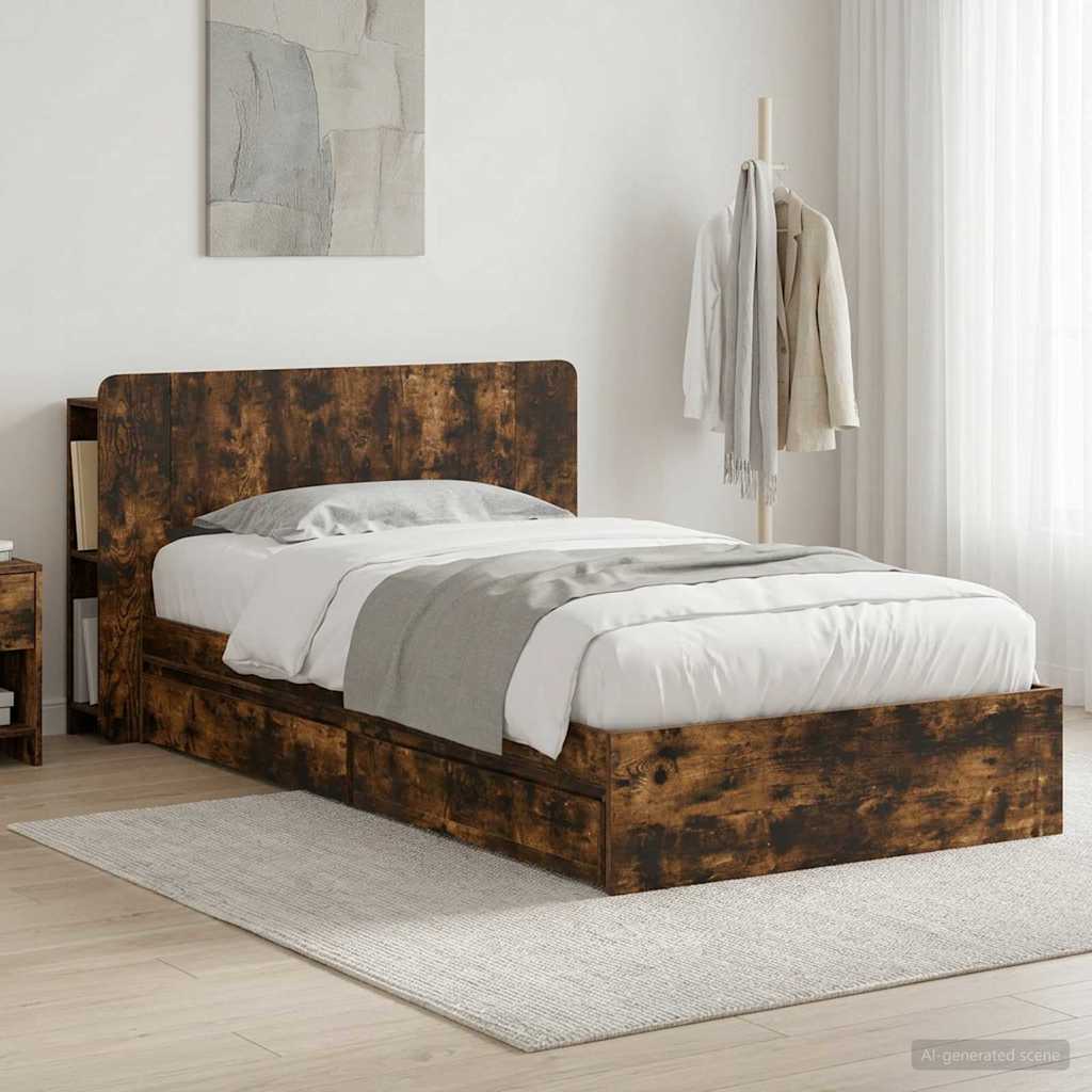 Telaio del letto con storage Rovere Fumo 75 x 190 cm | homemem39