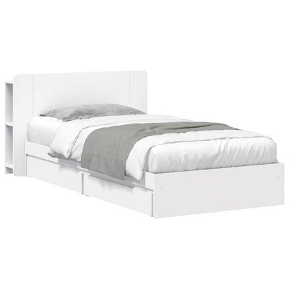 Telaio del letto con storage con cassetto Bianco 75 x 190 cm | homemem39