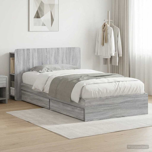 Telaio del letto con storage Sonoma grigio 100 x 200 cm