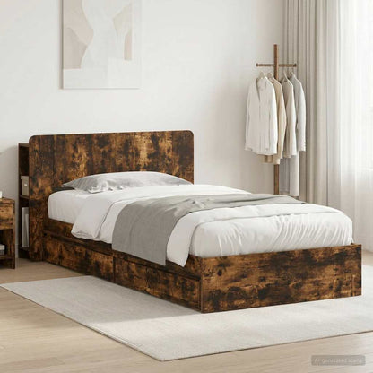 Telaio del letto con storage Rovere Fumo 100 x 200 cm