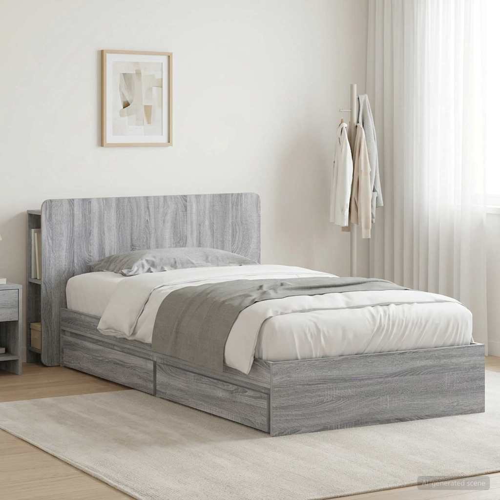 Telaio del letto con storage Sonoma grigio 90 x 200 cm