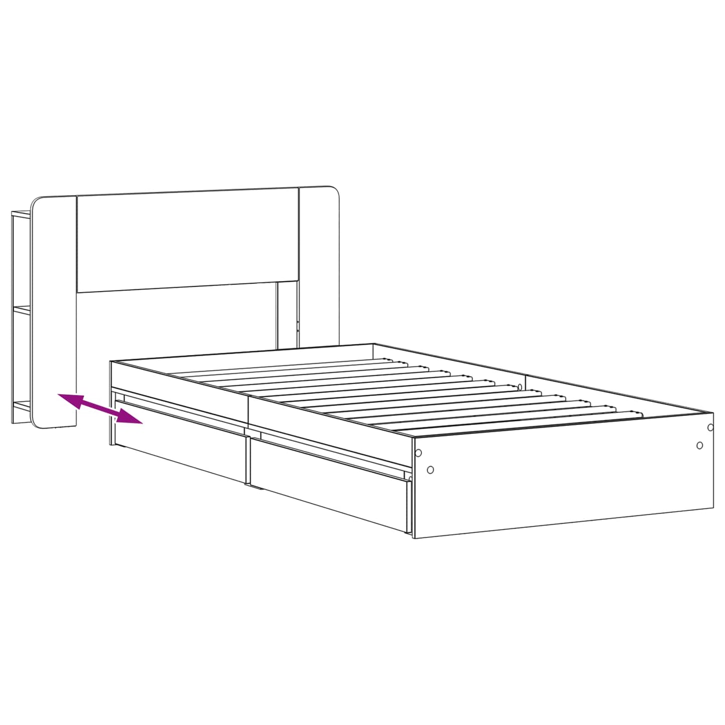 Telaio del letto con storage Sonoma grigio 90 x 200 cm | homemem39