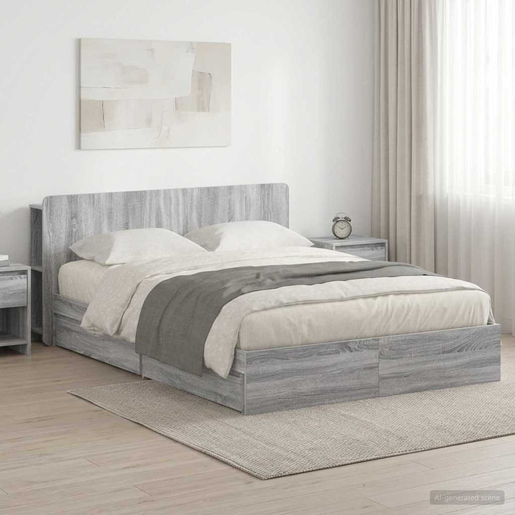 Telaio del letto con storage Sonoma grigio 140 x 200 cm | homemem39