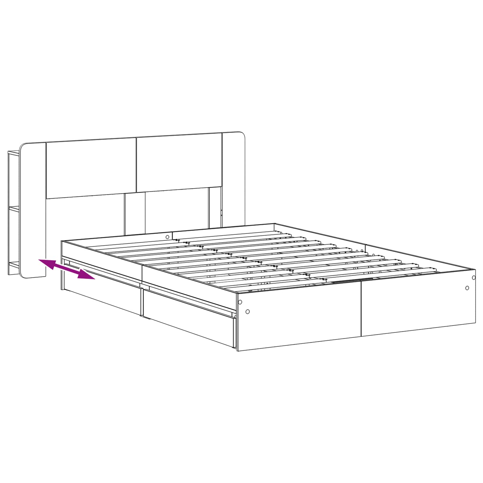 Telaio del letto con storage Rovere Fumo 135 x 190 cm | homemem39