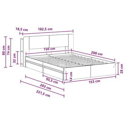 Telaio del letto con storage Sonoma grigio 150 x 200 cm | homemem39