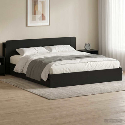 Telaio del letto con storage con cassetto Nero 200 x 200 cm | homemem39