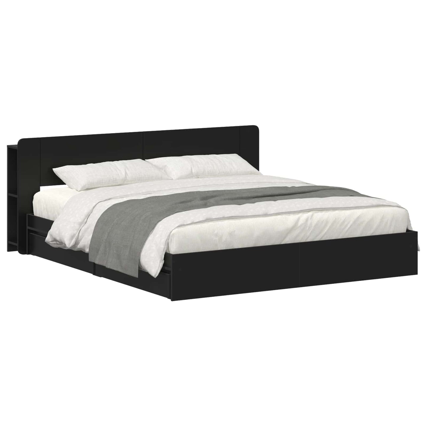 Telaio del letto con storage con cassetto Nero 200 x 200 cm | homemem39