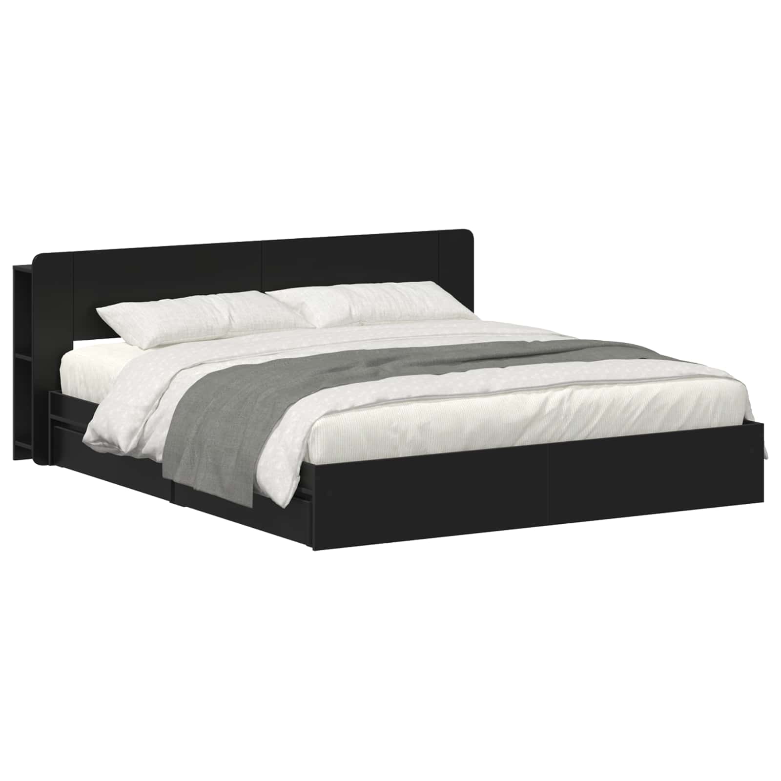 Telaio del letto con storage con cassetto Nero 200 x 200 cm | homemem39