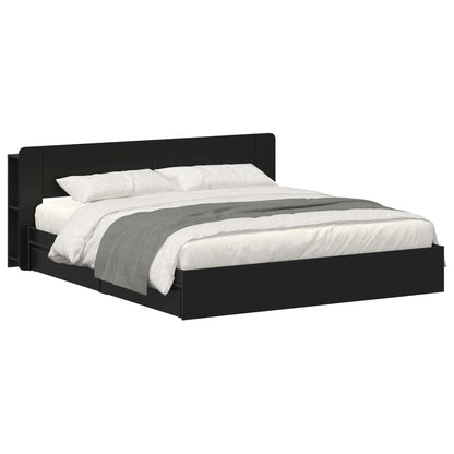 Telaio del letto con storage con cassetto Nero 200 x 200 cm | homemem39