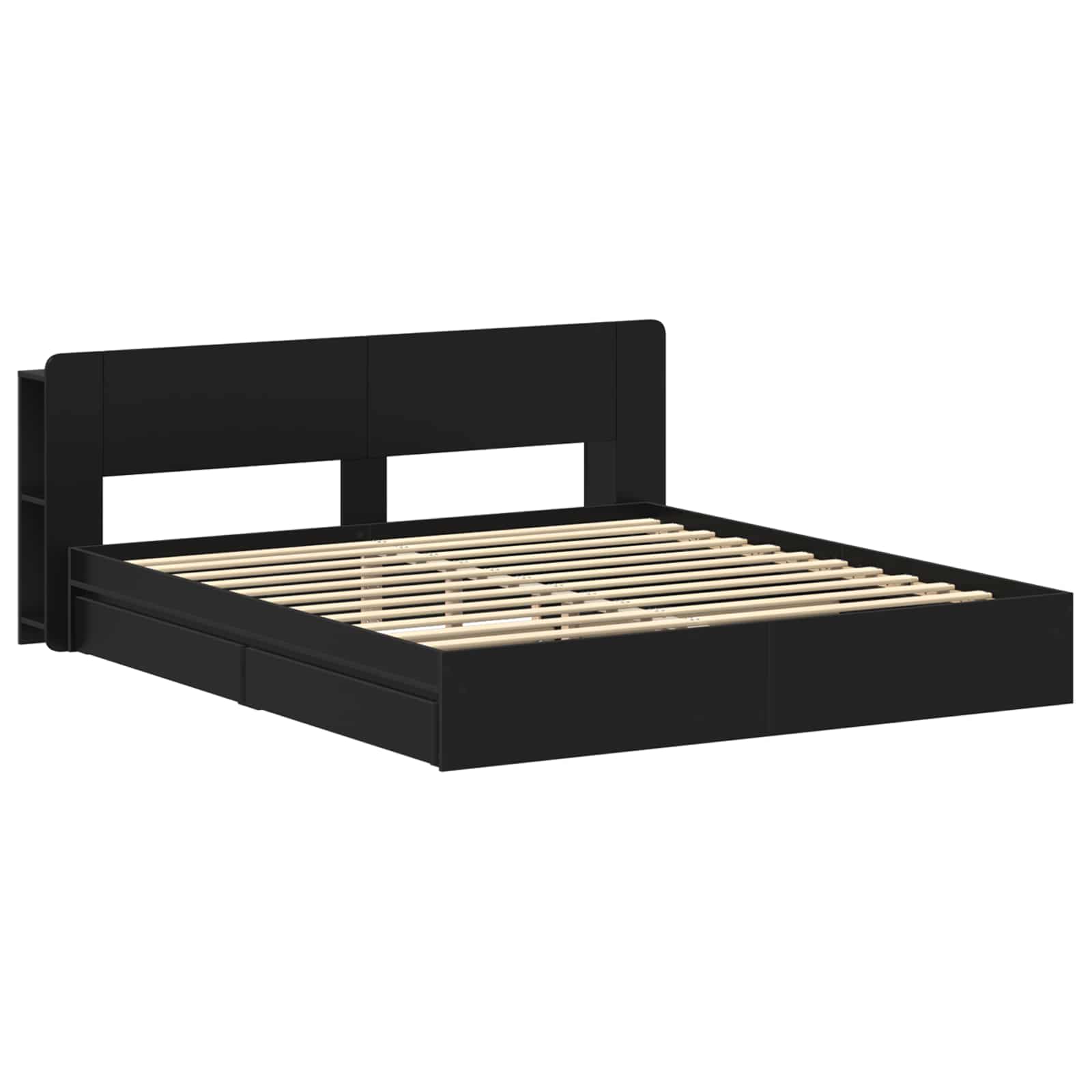 Telaio del letto con storage con cassetto Nero 200 x 200 cm | homemem39